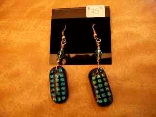 Fused Glass Earrings with Sterling Silver Hooks