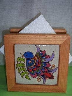 Peace Dove - handmade tile on napkin holder