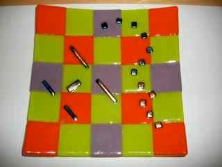 Colorful Squares - Fused Glass Plate