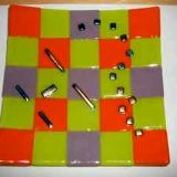 Colorful Squares - Fused Glass Plate