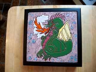 Dragon - handmade tile on box