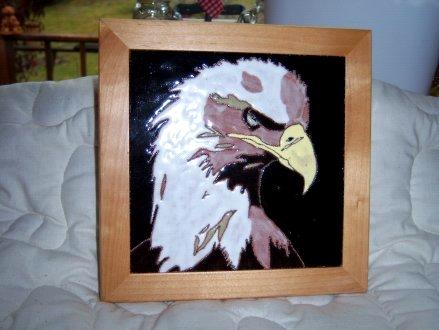 Eagle - framed handmade tile