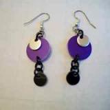 Purple/Silver Disc Earrings
