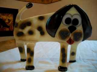 "Bow Wow" - Freestanding fused glass dog