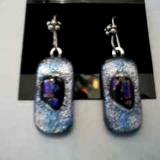 Silver colored Fused Glass Earrings