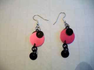 Pink/Black Disc Earrings