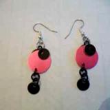 Pink/Black Disc Earrings