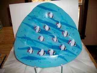 Fishes - fused glass plate