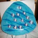 Fishes - fused glass plate