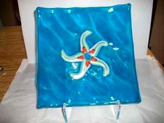 Starfish - fused glass plate