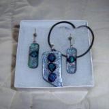 Fused Glass Pendant and Earring Set