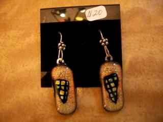 Golden Fused Glass Earrings