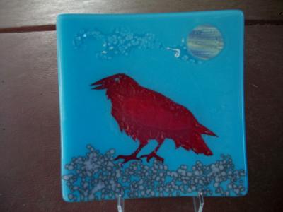 Raven Fused Glass Plate