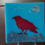 Raven Fused Glass Plate