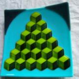 Very Green Pyramid - fused glass plate